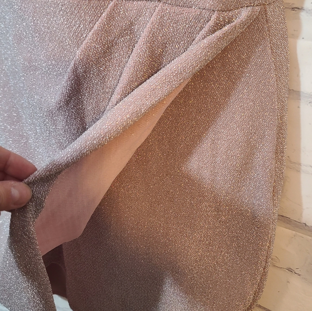 Lulu's Blush Pink Metallic Short Party Stretchy Dress Med - Picture 8 of 10